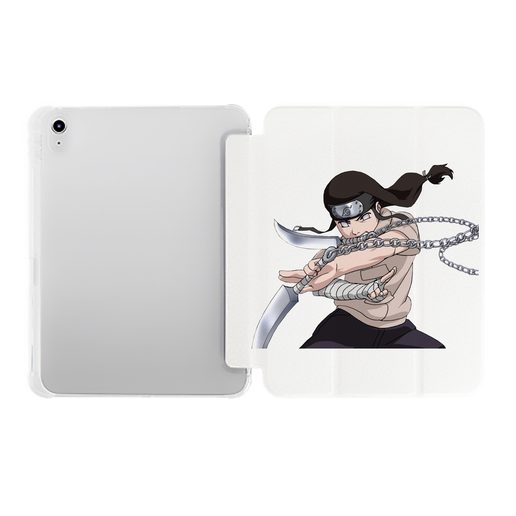 （画像用） NARUTO -ナルト- 日向ネジ Hyūga Neji IPad ケース ペン収納付き 三つ折りスタンド PUレザー×シリコン 対応機種9.5/10.5/10.9インチ